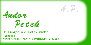andor petek business card